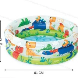 kindertales PVC Dino Buddies 3 Ring (IND*9641) Inflatable Kiddie Pool With Free Pump Inflatable Swimming Pool image 2