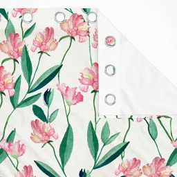 sej by nisha gupta White Floral Polyester 9 Ft Light Filtering Eyelet Door Curtain image 4