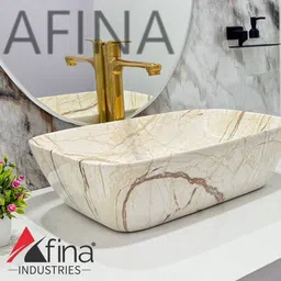 afina industries Premium Ceramic BASIN Which Gives Look To your Home Table Top Wash Basin LC1006 Ceramic Tabletop Washbasin/Countertop Wash Basin/Basin for Bathroom Table Top Basin image 5