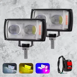 houseofcommon Mini Double Lens Fog Light with yellow & White Fleshing Light(RED & Blue DRL)Q Fog Lamp Motorbike LED (12 V, 40 W)-picture-24