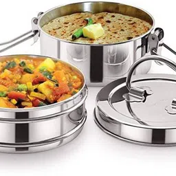 ambit Stainless Steel Traditional Tiffin Box, Lunch Box, Clip Carrier 2 Containers 2 Containers Lunch Box-picture-18