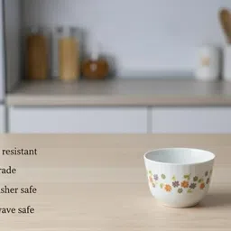 wollongong homes Borosilicate Glass Serving Bowl Ice Cream Bowl/Dessert Set(Set of 6) - Glass, 190 Ml (Goldline) image 5