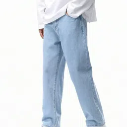 forufit Men Loose Fit Mid Rise Light Blue Jeans image 3