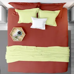 mayfair homes london Tuberose Pink Soild 144 TC 100 % Cotton King Size Bedsheet With 2 Pillow Covers image 2