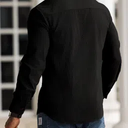 combraided Men Comfort Fit Fit Self Design Spread Collar Casual Shirt image 2