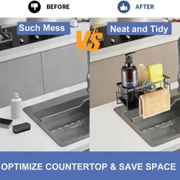 cpex Containers Kitchen Rack Metal Kitchen Sink Draining Rack – Rustproof 304 Stainless Steel Sponge Holder Steel image 5