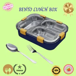 moira international Compartment -3 Sealed Leak Proof Stainless Steel For Kid's & Adult_B199 3 Containers Lunch Box image 1