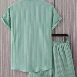 nandani fashion Men Top & Shorts Set Maroon Self Design image 3