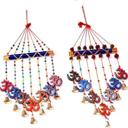 palpal ART GALLERY Handcrafted OM Rudra V Shape COMBO Door Hanging Wood Windchime SET OF 2 Plastic Windchime image 4