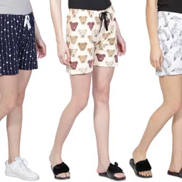 club a9 Pack of 3 Printed Women Multicolor Beach Shorts, Night Shorts, Regular Shorts, Running Shorts, Cycling Shorts image 5