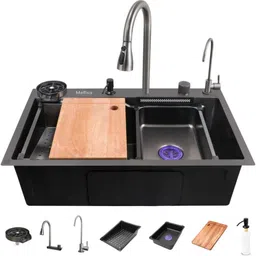 Metlux Nano Black waterfall kitchen sink 30*18*9 Multipurpose kitchen sink Vessel Sink-picture-23