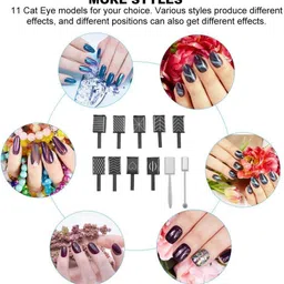 nailwind 9 Pcs 3D Cat Eyes Nail Art Magnetic Pen Set, Double-head Magic Magnet Stick image 5
