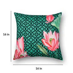 sej by nisha gupta Green Floral Premium 16 x 16 Inches Cushion covers (Set of 5) image 3