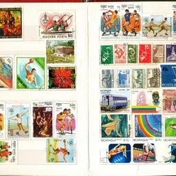 gold mint Stamp album stock book 8 pages with 100 World stamps gift combo set Album-picture-22