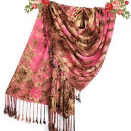 chandwasia Printed Viscose, Satin Blend Women Multicolor Stole image 2