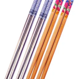 red aliens Eating Bamboo, Stainless Steel Japanese, Korean, Vietnamese, Chinese Chopstick image 1