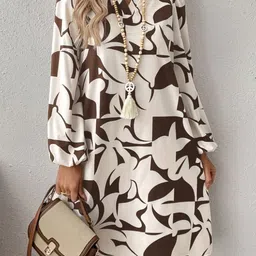 Women A-line Brown Knee Length Dress-image-22