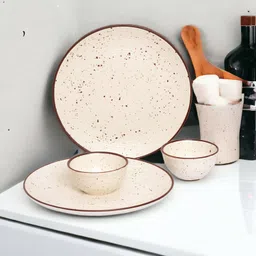 yourowndcor Pack of 4 Ceramic Elegant White Ceramic Handcrafted Dinner set of 4 Pieces Dinner Set-picture-21