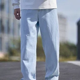 meixn Men Straight Fit Mid Rise Light Blue Jeans image 1