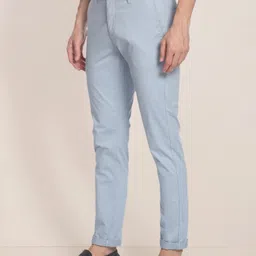 u.s. polo assn. Men Regular Fit Blue Cotton Blend Trousers image 5