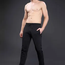 maxzone Men Solid Black Track Pants image 4
