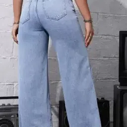 metronaut Women Loose Fit Mid Rise Light Blue Jeans image 2