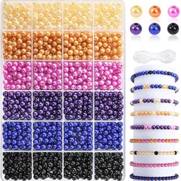 serplex 1200Pcs DIY Beading Craft Kit 6 Color Round Beads 6mm Resin Beads for Jewelry-picture-25