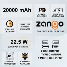 zango 20000 mAh 22.5 W Compact Power Bank image 5