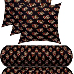 gkm 3 Cushion And 2 Microfibre Floral Bolster Pack of 5-picture-19