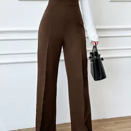 njfab Women Regular Fit Brown Viscose Rayon Trousers image 1