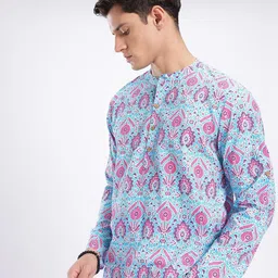anouk rustic Men Printed Cotton Blend Straight Kurta-picture-16
