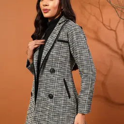 woowzerz Tweed Self Design Coat For Women image 3