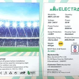 max electra Flood Light 50 W , Slim Series Warm White, 1 Year Warranty Flood Light Outdoor Lamp image 4