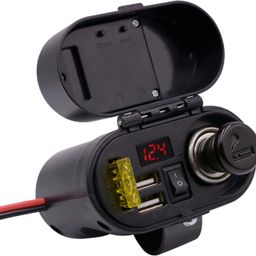 autopowerz Motorcycle Handlebar Charger with Cigarette Lighter Socket 2 A Bike Mobile Charger-picture-5