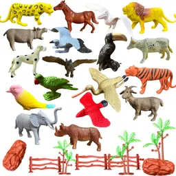 zesthome 26 Pcs Animals & Birds Toys for Kids – including fence, stones, trees image 2