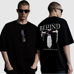 the rich state Men Graphic Print Round Neck Cotton Blend Black T-Shirt image 4