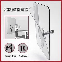 houseofcommon Transparent Adhesive Wall Mount Base for Hooks, Rods and Tools – Pack of 10 Hook 10 image 4