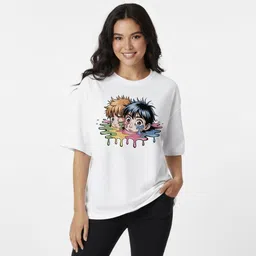 jhajii Women Printed Round Neck Cotton Blend White T-Shirt-picture-15