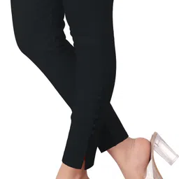 deepa Pack of 2 Women Skinny Fit Black, Dark Blue Cotton Blend Trousers image 4