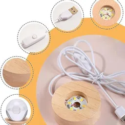 bitsy bloom 3D Crystal Ball Lamp | Night Light with Wooden Base | Table Lamp image 4