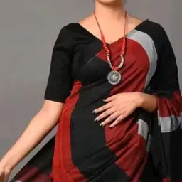 mj textile Solid/Plain Tant Khadi Saree image 3