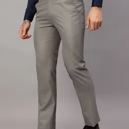 cantabil Men Regular Fit Grey Polycotton Trousers image 3