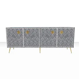 casagold Chevron Bone Inlay Sideboard In Black Colour image 3