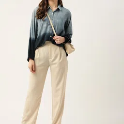 pinktribe Women Regular Fit Dyed/Ombre Spread Collar Casual Shirt image 5