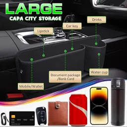 mantavya Car Seat Gap Box, with Bottle Holder Multipurpose Car Interior Storage Organizer Car Side Seat Catcher image 3