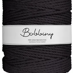 bobbiny 3Ply Twisted Macrame 4mm 100Mtr.Cotton Cord Dori Thread Macrame Black-picture-15