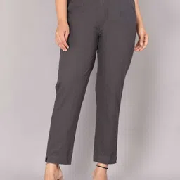 aviigatt Women Regular Fit Grey Pure Cotton Trousers-picture-17