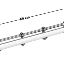 kuric 304 Grade Stainless Steel Folding Towel Rod with Hooks, Towel Bar, Hanger 24 inch 1 Bar Towel Rod image 4