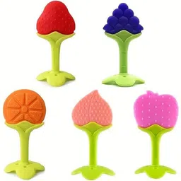 roforuf Silicon Fruit Shape Baby Teether/Silicone Dental Care Pack 5 Teether-picture-11