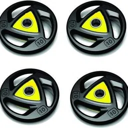 dtd 40 kg Olympic Barbell/Rod Rubber Plates (10KG Pack of 4), 3 Holes Hand Grip Home Gym Combo-picture-27